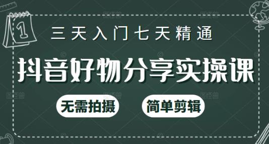抖音好物分享实操课，无需拍摄，简单剪辑，短视频快速涨粉（125节视频课程）-柚子网创